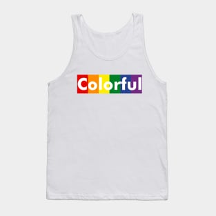 Lgbt Pride Month Flag Colorful With White text and rainbow Tank Top